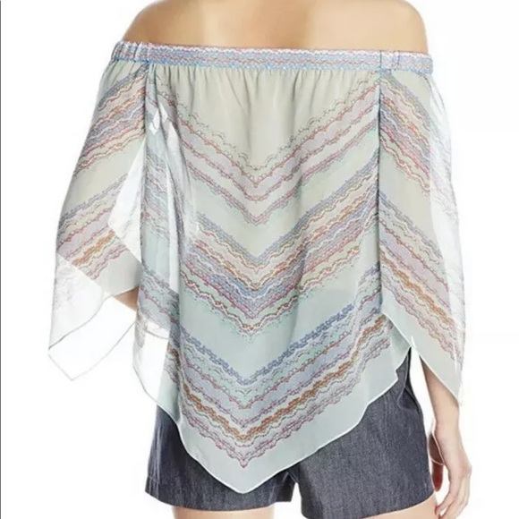 BCBGMAXAZRIA Silk Top Off-the-shoulder Sz M - Picture 2 of 6